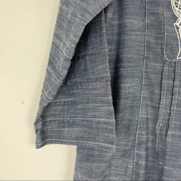 BLEU BAYOU denim 3/4 sleeve pleated front and cuffs beaded embroidered f… - Picture 7 of 10